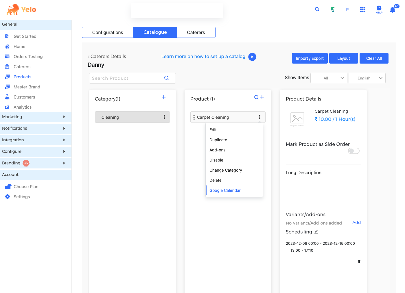 Service level config for google calendar